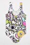 Girls' Swimsuit Graffiti Pattern Comfortable Quick Drying Swimwear Sea Pool Beach Bathing Suit - 6