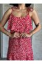 Women's Thin Strap Skirt with Gathered Volant Cotton Dress - 3