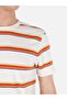 Regular Fit Crew Neck Stripe Print White Men's Short Sleeve T-Shirt - 5