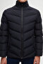 Slim Fit Navy Blue Concealable Hooded Fiber-Filled Windproof Coat - 4