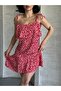 Women's Thin Strap Skirt with Gathered Volant Cotton Dress - 5