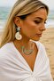 Gold Color Women's Earrings with Brass Starfish and Seashell Figures - 4