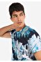 Regular Fit Round Neck Men's Blue Short Sleeve T-Shirt - 4