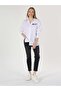 Relaxed Fit Shirt Neck Printed Women's White Long Sleeve Shirt - 3