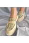 Genuine Leather Straw Detailed Women's Loafer – Stylish and Comfortable Casual Shoes - 4