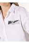 Relaxed Fit Shirt Neck Printed Women's White Long Sleeve Shirt - 5