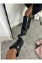Black Gaiter Detail Heeled Boots - 6