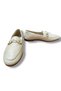 Cream Genuine Skin Leather Gold Buckle Women's Loafer - 4