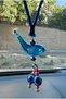 Transparent Blue Bird Car Charm, Glass Accessory, Car Evil Eye Ornament - 2