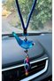 Transparent Blue Bird Car Charm, Glass Accessory, Car Evil Eye Ornament