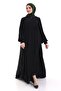 Roba Detailed Balloon Sleeves Flowing Ponch Ferace Black