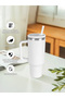 Quencher 40 oz Compatible Thermos with Straw Leakproof Lid Set Cream – Straw Gift - 4