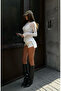 Women's Dust Collar Detailed Heeled Black Boots - 3