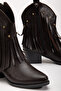 Women's Western Cowboy Leather Embroidered Tasseled Short Boots - 4
