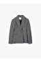 Slim Fit Pocketed Long Sleeve Double Breasted Blazer Jacket - 3
