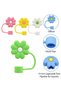 Quencher Thermos Compatible Green Flower Accessory / Straw Protector / Silicone Straw Tip Cover / 10mm Compatible - 2