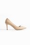 Stylish Matte Beige Vegan Leather Stiletto |   7 cm Thin Heeled Daily Comfortable Office Shoes Neolit ​​Sole - 5