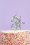 Silver Number 3 Candle - 2
