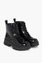 Ck Women's Logo Faux Leather Glossy Coated Thick Heeled Boots with Foam Insole - 2