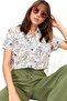 Women's Mini Pink Floral Print Bat Short Sleeve Shirt - 2