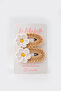 Beige Knitted Flower Set of 2 Buckles