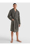 Men's Brand Flag Embroidered Deep Pocket Pure Cotton Black Bathrobe 2S87905539 884 - 2