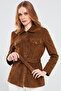 Margo Women's Brown Shirt Collar Suede Leather Jacket 24Sge517310 - 3