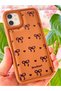 iPhone 11 Case Soft Textured Bow Pattern Brown Soft Camera Protection Silicone Cover - 8