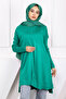 Green Crew Neck Mercerized Loose Knitwear Tunic - 3