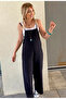 Women's Black Aerobin Fabric Jumpsuit Dress - 3