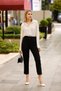 1001 Black Carrot Leg High Waist Lycra Woven Women's Trousers - 6