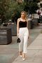 1001 White Carrot Leg High Waist Lycra Woven Women's Trousers - 6