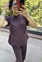 Plum Color 100% Cotton Short Sleeve Shirt Pants Suit 1004 - 5