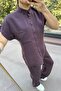 Plum Color 100% Cotton Short Sleeve Shirt Pants Suit 1004 - 6