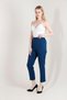 1005 Petrol Carrot Leg High Waist Lycra Woven Women's Trousers - 5