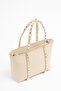 Cream Women's Staple Detailed Pu Leather Buckle Hand and Shoulder Bag - 4