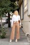 4002 Camel Palazzo Elastic High Waist Pocket Woven Women's Trousers - 3