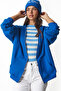 Hooded Zippered Oversize Sweatshirt Blue Lub0002