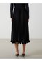 Modanova Sezon Brown Elastic Waist Chiffon Women's Pleated Skirt - 4