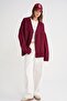 6927 Women's Soft Textured Casual Basic Knitwear Cardigan Claret Red - 3