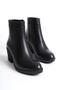 Mubiano Genuine Leather Collection Women's Zippered Thick Short Heel Boots&Bootie Black - Mcgvn93 - S - 8