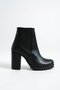 Mbzfr5010D-S Women's Black Thick Heeled Short Boots&Bootie with Elastic Sides