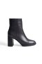 Mubiano Genuine Leather Collection Women's Zippered Round Toe Thick Heeled Short Boots Black - Mcalm42 - 3