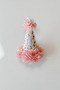 Girl's 1 Year Old Sequin and Bead Embroidered Floral Funnel Crown, Birthday Funnel Party Crown