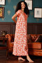 Printed Long Nighty in Orange - Cotton - 3