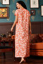 Printed Long Nighty in Orange - Cotton - 5