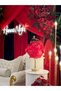 Red Eva Rose Design Wireless Table Lamp - Bottom Long Shiny Gold - 7