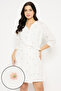 Floral Embroidery Short Night Dress & Robe Set in White - 100% Cotton - 2