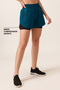 Snug Fit Active High Rise Running Shorts in Teal Blue - 3