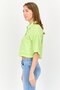 Ole x Women Spread Collar Short Sleeves Solid Shirt, Apple Green - 2